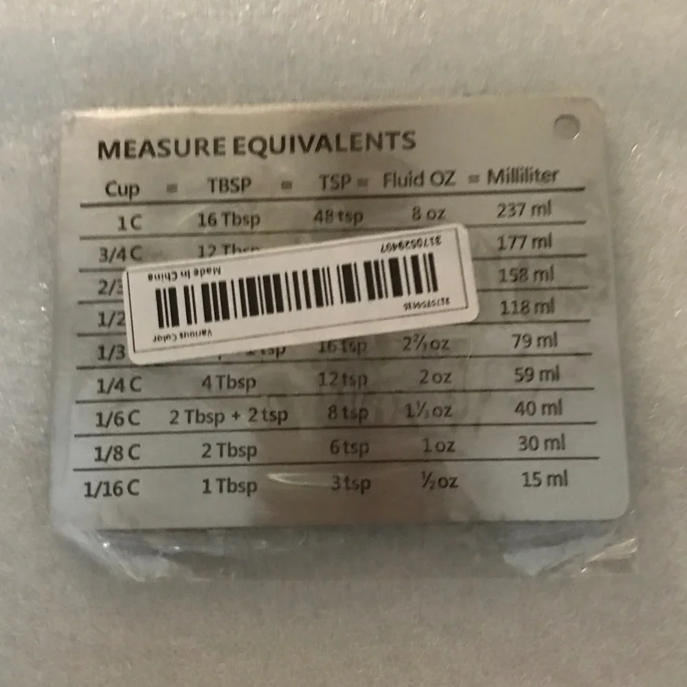 Stainless Steel Fridge Magnet, Common Unit Conversion Comparison Table